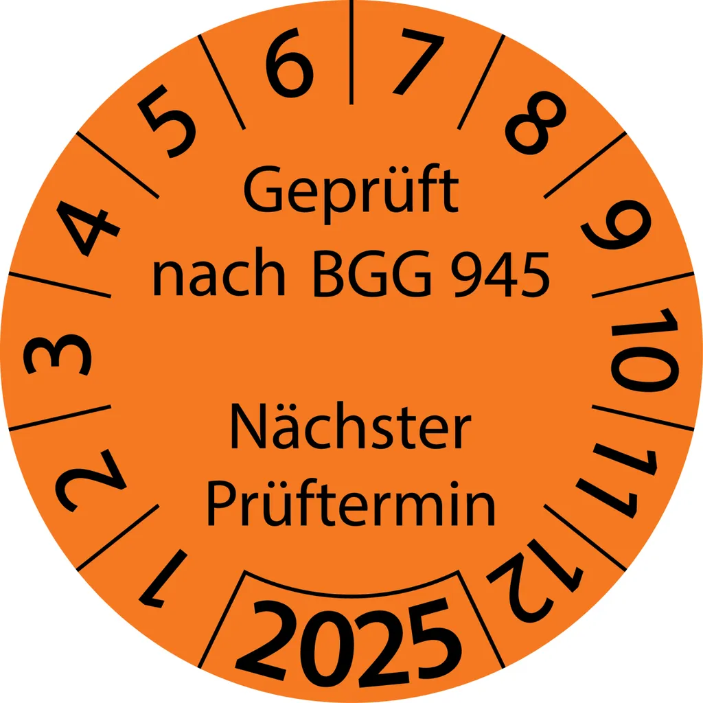 500 Stück "Prüfetiketten" 30 mm -selbstklebende " nach BGG 945 Nächster Prüftermin, Startjahr: 2025" ES-PRBGG945NP-1-2025-30-149-PA